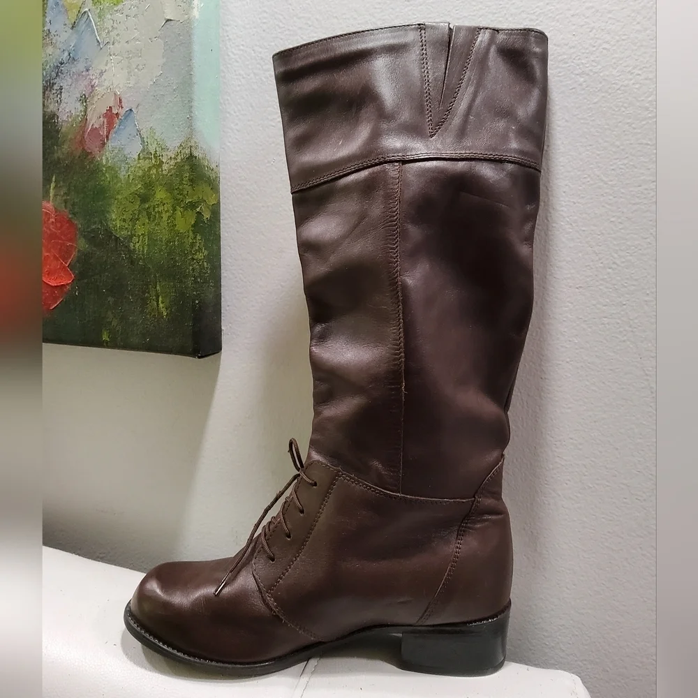 Blondo Brown Leather Lace-Up Riding Boots Size 8,5
